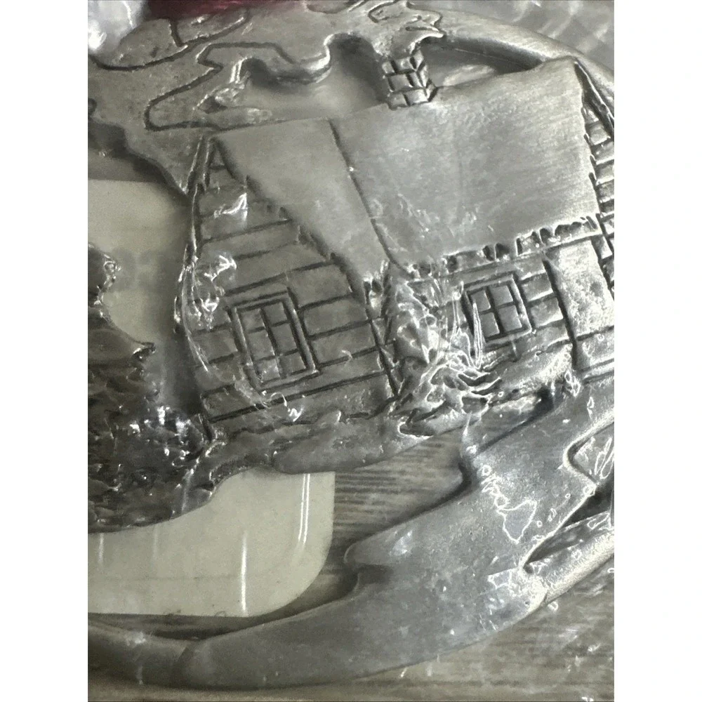 SEAGULL PEWTER LOG CABIN Christmas‎ Ornament Nos Etain Zinn Canada